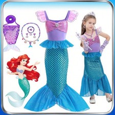 Girls Little Mermaid Princess Ariel Costume Kids Fancy Dress Party Birthday Gift