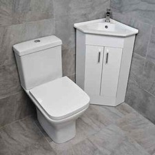 Corner Vanity Unit 2 Door Cloakroom with Sindee Rimless Short Projection Toilet
