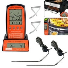 Digital LCD Display 2 Probe Wireless Thermometer For BBQ Meat Smoker Grill Oven