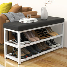 Shoe Bench with Storage Rack