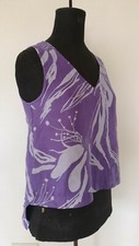YISHA by OSKA purple floral print lagenlook arty quirky asymmetric top size 1