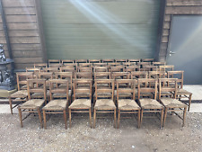 Antique Original Reclaimed Rush Seated Wooden Church / Chapel Chairs