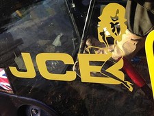 JCB Digger Tractor Decal Funny Girl on Logo Sticker x 2 NEW STYLE LOGO