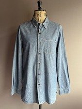 Aubin & Wills Chambray Shirt Mens Size M Blue 100% Cotton Portugal Made
