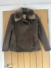 Jack Murphy Brown Quilted Coat Detachable Faux For Collar Size 12