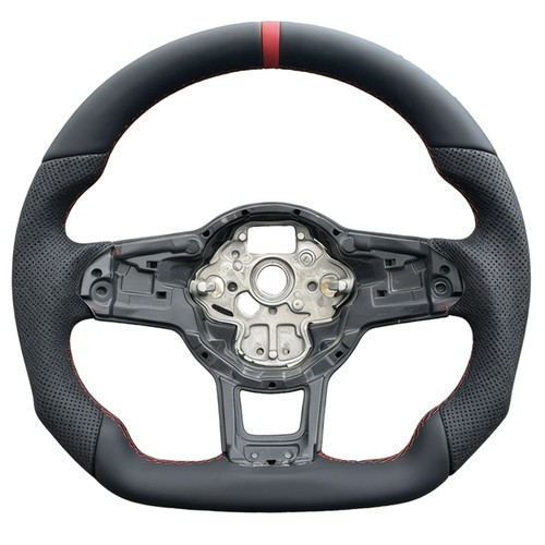 Black full leather steering - black,