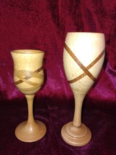 Vintage wooden Wine Goblets
