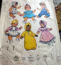 *VTG LARGE 17"-18" BABY DOLL WARDROBE Sewing Pattern