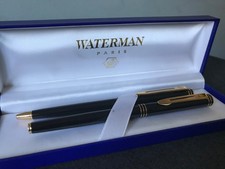 Waterman Gentleman Paris Fountain & Ballpoint Pen Set 18K Gold Nib Boxed