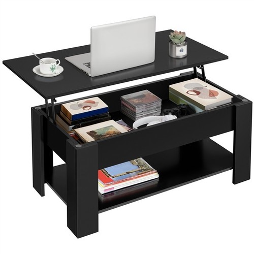 Black wooden coffee table with - black,
