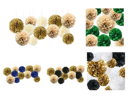 12pcs gold tissue pom poms - 12pcs,