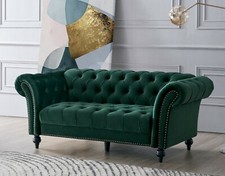 Curved Chesterfield Sofa Velvet Fabric Couch Suite Set Luxury Settee Studded New