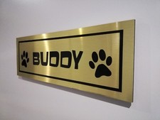 Personalised dog kennel aluminium sign plaque **Choice of GOLD/SILVER/BLACK""