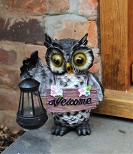 Garden Ornament Solar Large Owl Bird Lamp Welcome Decor Patio 