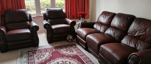 Leather recliner sofa set - leather,