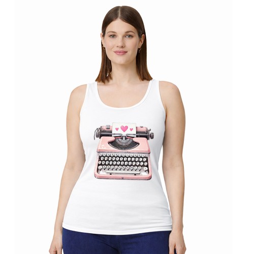 Pink typewriter hearts womens - pink,