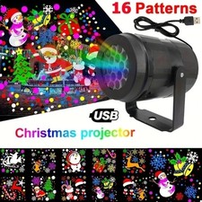 CHRISTMAS LASER PROJECTOR LIGHT 16 PATTERNS ROTATING LED WATERPROOF OUTDOOR USB