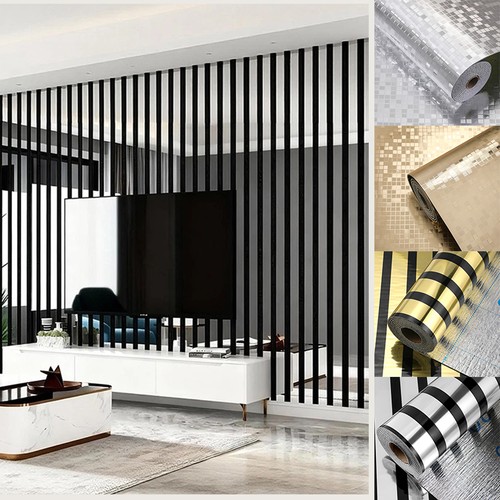 Silver mirror effect - silver, stripes