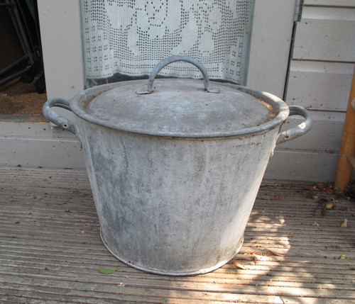Vintage galvanised lidded - vintage,