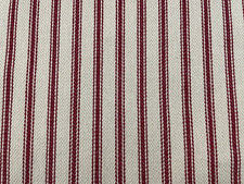Plymouth Herringbone Ticking Stripe Cotton RED BEIGE Fabric Curtain Upholstery