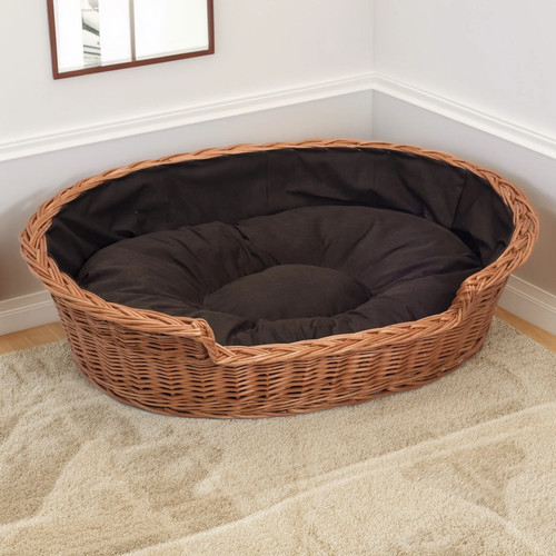 Wicker dog basket with - wicker, dark