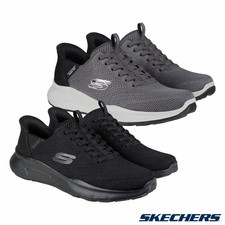 SKETCHERS TRAINERS Men Black SWIFT FIT Equalizer Sketcher SLIP-INS Walking Shoes