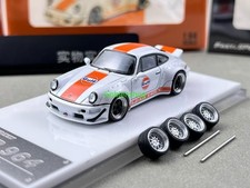 GB FS 1:64 White Gulf RWB 964 Classic Sports Model Diecast Collect Car