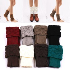 Boot Cuffs Short Socks Toppers Winter Womens Crochet Knit Leg Calf Warmer 。