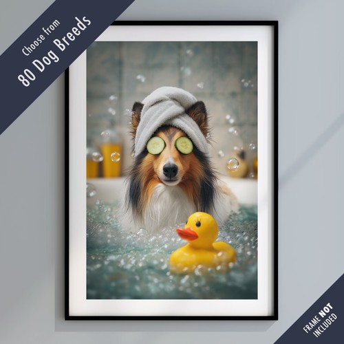 Funny dog bath print - in,