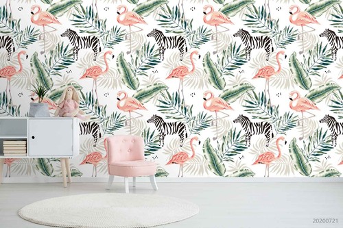 Tropical flamingo zebra - 3d,