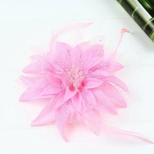 Flower feather fascinator - feather, hair