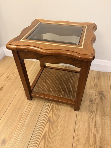 Vintage glass top wooden side - vintage,