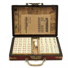 Mahjong Rare 144 Tiles Mah-Jong Set Piece with English Instructions Vintage