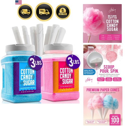 Cotton candy floss - sugar, set