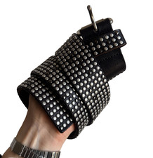 Black Studded Leather Belt Y2K