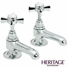 Heritage Dawlish 1/2" Basin Pillar Taps Quarter Turn CD in Chrome (Pair) TDCC00