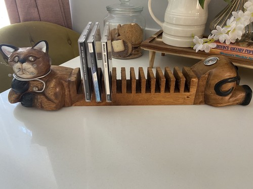 Vintage wooden cat - cat, rack