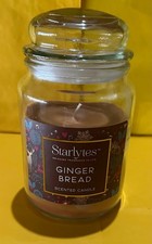 New Starlytes Baked-Gingerbread Scented 510g/18oz Wax Large Glass Jar Candle-Lid
