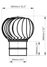 CHIMNEY SPINNER COWL Stainless Steel, Rotating Wind Spinning Cap Vent Top Cover 