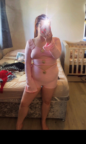 Pink ribbed polyester - ribbed,
