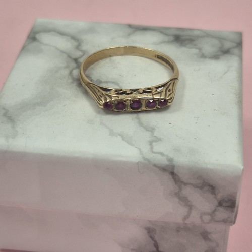Vintage five stone ruby - ruby, yellow
