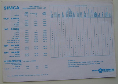 Simca 1000 1100 1301 1501