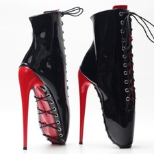 High heel ankle ballet boots fetish extreme goth 7" UK3-13