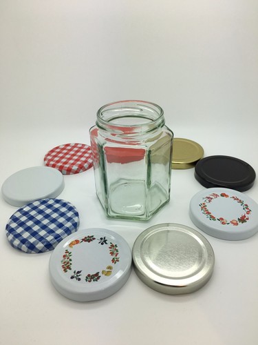 12oz hexagonal glass jam jar - hexagonal,