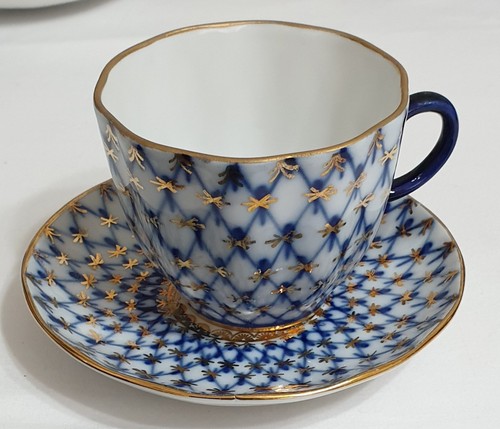 Lomonosov cobalt net teacup - lomonosov,