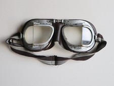 Vintage 1940s 50s Brown Leather Halcyon Aviator BS 4110 XA Motorcycle Glasses