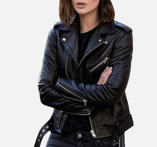 Women's Biker Jacket Slim Ladies Faux PU Leather Zip Formal Coat Plus Size UK