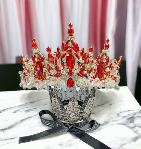 Victorian tiara red crystal - red,