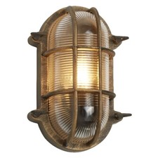Antique Brass & Ribbed Glass