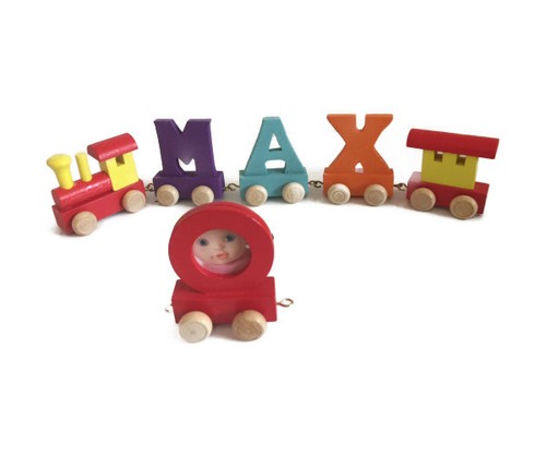 Colourful wooden name train - colourful,